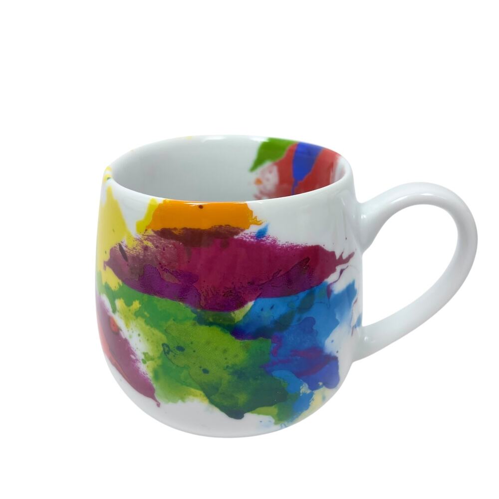NWOT Konitz Germany Coffee Mugs Tea Cups Lot 4 Rainbow Watercolor Splash Round - Picture 4 of 7
